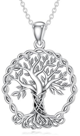 WSX Tree of Life Necklace 925 Sterling Silver Family Tree Pendant Jewellery Mothers Day Birthday Gifts for Women Men