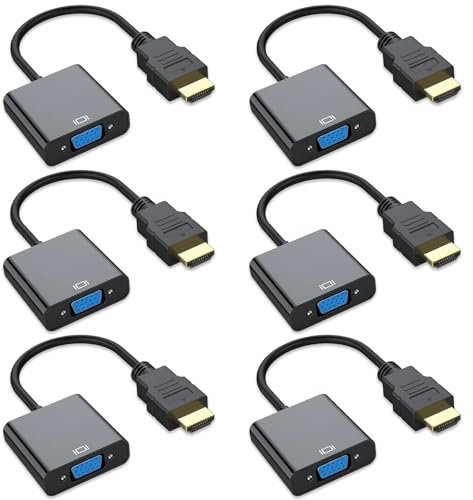Adaptador HDMI a VGA chapado en oro, convertidor unidireccional macho a hembra compatible con computadora, portátil, monitor, proyector, HDTV, Raspberry Pi, Xbox, Roku