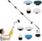 Shower Tile Cleaning Brush - 9 in 1 Floor Scrubber | Long Handle Non-Slip Multifunction Tool with Polisher, Duster, Cleaner and Scraper for Bathtub, Evie