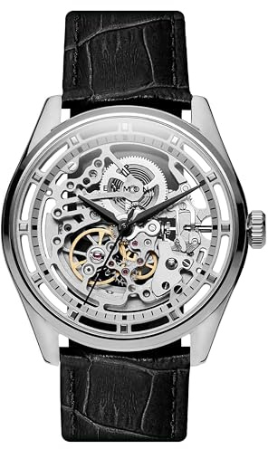 Seizmont by Trendhim Montre squelette automatique pour homme | Boîtier en acier inoxydable 316L et bracelet en cuir véritable | Mouvement mécanique avec verre saphir et étanche 5 ATM | Design danois