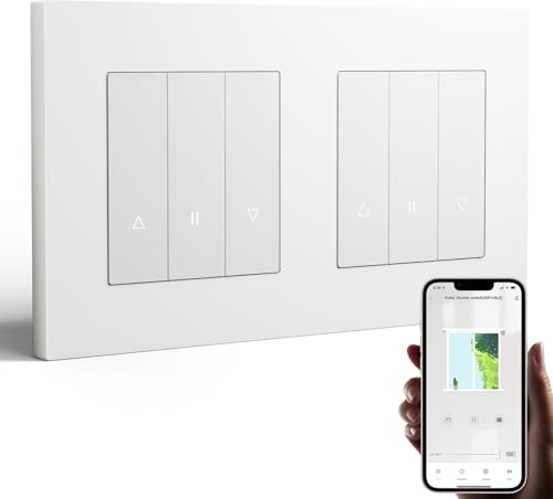 BSEED Smart Interruptor de Persiana Doble Empotrado con Marco PC(Requiere Cable Neutro), Temporizador WiFi con Control Porcentual Compatible con Alexa/Google Home, Blanco