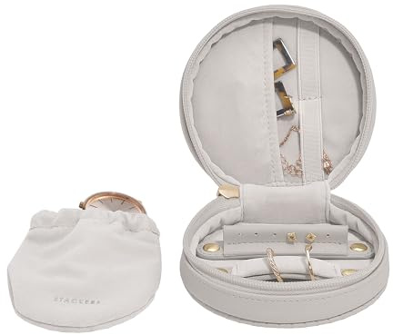 Stackers Limestone Round Travel Jewellery Box