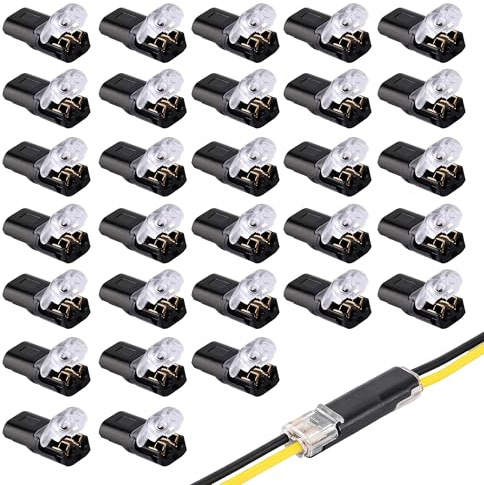 30Pcs Electrical Wire Connectors with Locking Buckle | Push Fit, Solder-Free, Quick Two-Wire Butt Connector, For LED Home Electrical Applications