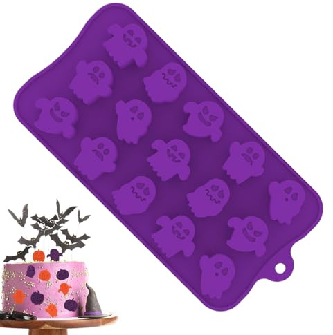 Halloween Chocolate Mould for Halloween Sweets - 15 Cavities Microwave Safe Mould for Jelly Soap Cake Decoration Batter Gummy Candy Mini Candle