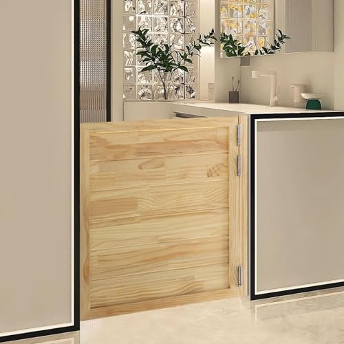 Puerta De Café Abatible De Madera Blanca,Media Puerta Simple Con Bisagras De Acero Inoxidable,Puerta De Salón Interior Para Bar,Cocina,Porche(Wood Color,35.4 W x 35.4 H)