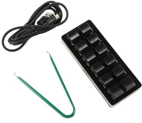 TTxzGUYvX One Handed Gaming Keypad 12 Key Mechanical Hot Swappable Programmable USB-C Wired Compatible With OSU(Black)