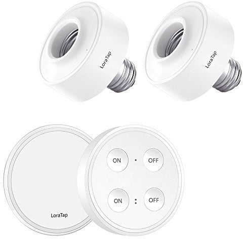 Paio Portalampada E27 Senza Fili, LoraTap 2pz Adattatore per Lampadina + Interruttore Remoto Portatile con Base Magnetica, Telecomando Fino a 200 Metri 230V, On Off Switch Wireless per Lampade