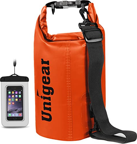 Unigear Dry Bag, 2L/5L/10L/20L/30L/40L/55L, wasserdichter Beutel wasserdichte Taschen Seesack Packsack mit Handytasche und Gurte für Boot und Kajak, Angeln, Rafting, Schwimmen, Camping und Snowboarden