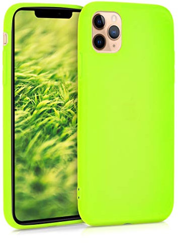kwmobile Custodia Compatibile con Apple iPhone 11 Pro Max Cover - Back Case per Smartphone in Silicone TPU - Protezione Gommata - giallo fluorescente