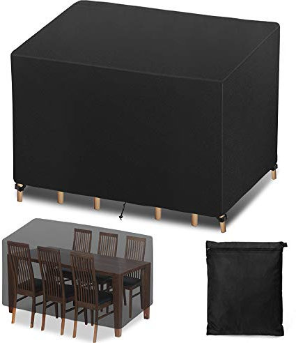 Housse de Protection de Meuble, 420D Bache Salon de Jardin, Housse de Table Extérieur Étanche Tissu Oxford Imperméable, Résistance au Vent, Anti-UV (125x125x74cm)