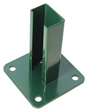 Bodenplatte, grün RAL 6005 / anthrazit RAL 7016, 125x125mm für 60x40 mm Pfosten Doppelstabmatten- Stabmattenzaun (grün - RAL 6005)