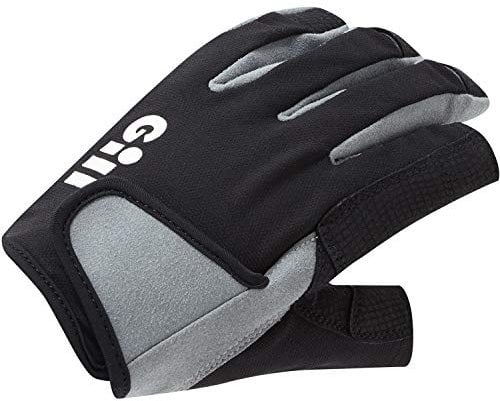 Gill Deckhand Segelhandschuhe - Langfinger mit freiliegendem Zeigefinger und Daumen - 50+ UV-Sonnenschutz und wasserabweisend (Schwarz, XL)