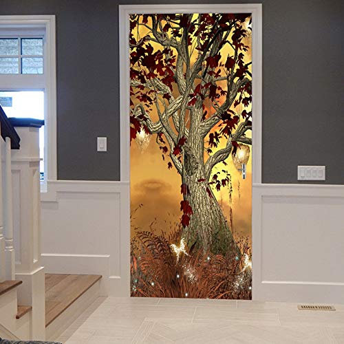 A.Monamour Türtapete Selbstklebend Türfolie Türposter 3D Verzauberter Mystischer Verdrehter Baumfee Schmetterling Vinyl Folie Türdeko Tapete Wandbild Türaufkleber Türtattoo 90 x 200 cm