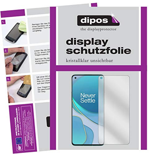 dipos I 5X Schutzfolie kompatibel mit OnePlus 8T Displayschutz-Folie klar (Kleiner als das Glas, da Dieses gewölbt ist)