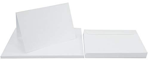 Netuno 50 Falt-Karten mit Umschlägen DIN A6 Karten Weiß blanko + 50 Umschläge DIN C6 Kartenset Klappkarten + Briefumschläge C6 Papier-Karten blanko zum Selbstgestalten Karten Set mit Umschlag Weiß