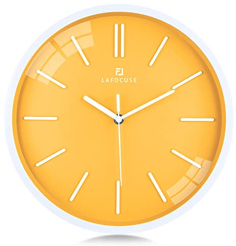 Lafocuse Reloj de Pared Amarillo Limón Moderno Minimalista Silencioso 30 cm Reloj de Cuarzo sin Números Decorativo para Cocina Dormitorio Salon