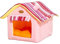 Nid d'animal De Compagnie Maison De Chat, Lit pour Chien Grande Taille, Pliable Antidérapante Et Hiver Doux Résistant Aux Intempéries Pliable Niche pour Chien (M,Rose)