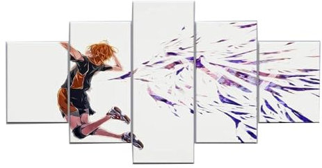 MPPSU Haikyuu Anime Charaktere Poster Wanddekoration Wohnzimmer Leinwandbild Jugendzimmer Poster Set Modern 5 Teiliges Wandbild Bedroom Decor XXL Bilder Mit Rahmen 100 * 50cm