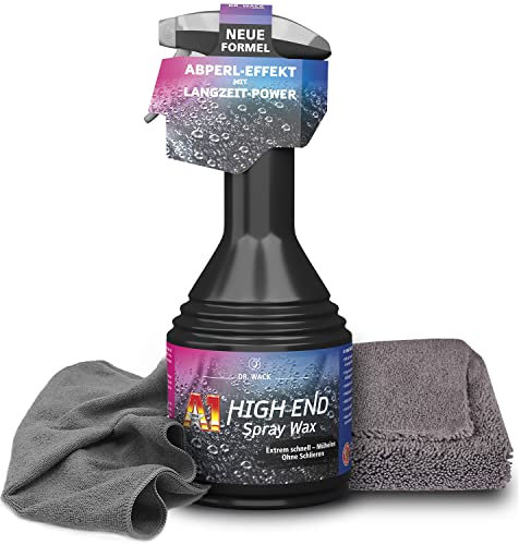 detailzone Auto Pflege Set: 1x Dr. Wack A1 HIGH END Spray Wax Lack-Versiegelung, Wachsversiegelung + Basic Mikrofaser + Premium Flausch 520GSM Poliertuch