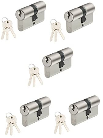 ICSA MADE IN ITALY Zylinderschloss 30/30 [5er-Pack] nkl. 15 Schlüssel SKG zertifiziert Tür Zylinder Schließzylinder 60mm Türschloss Gleichschließend