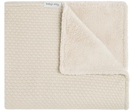 Baby's Only - Sky Gestrickte Babydecke aus Baumwolle mit Teddystoff - Kuscheldecke Baby - TOG 2.7 - für Jungen und Mädchen - Warm Linen - 70x95 cm