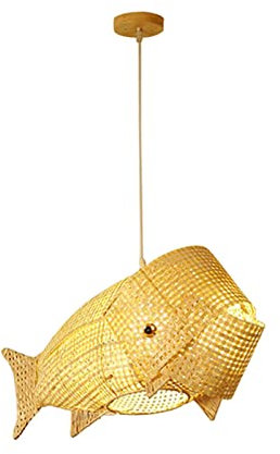Plafoniera a sospensione in intrecciato con decorativo a forma di pesce a forma di lampadario,