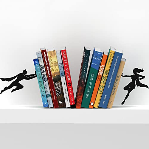Artori Design Robuste Buchstütze, versteckte Metallablage für Regal, dekorative Buchhalter für Haus, Geschenk für Buchliebhaber und Heimdekoration (Superheldin)