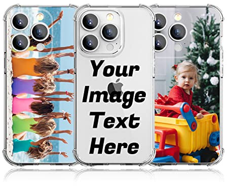 AnNengJing Personalised Photo Phone case Custom Soft TPU Clear Shock Absorbing Cover for iPhone 14 Pro 6.1 - Design Your Own Phone Case with Image Text and Logo