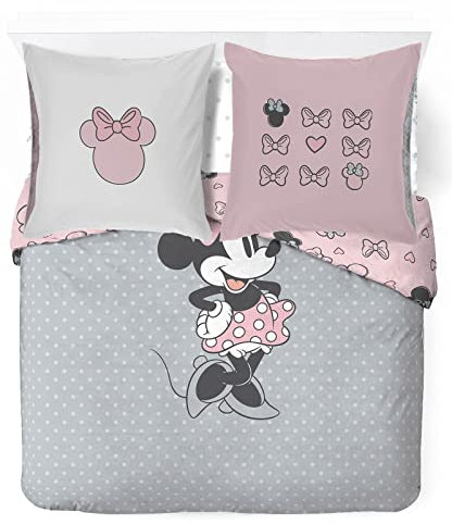 Disney Minnie One of a Kind 100% Baumwolle 4-teiliges Kinder Bettwäsche-Set 200x200 cm Doppelbettgröße - Bettbezug + Spannbettlaken 140x200 cm + (2) Kissenbezügen 80x80 cm