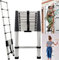Telescopic Ladders Extendable Step Ladders Stainless Steel Roof Telescoping Ladder for Gutter Cleaning, Multi-Purpose Loft Ladder Extension Folding Ladder, Collapsible Retractable Library Ladder