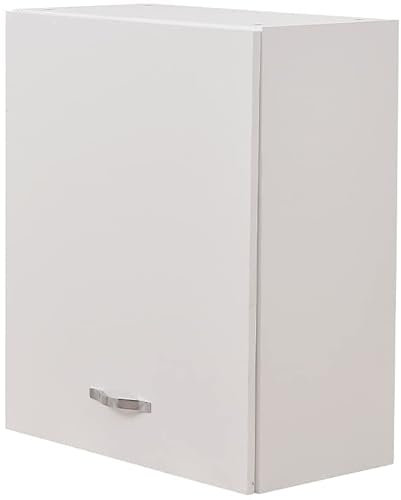 Shally Dogan Pensile da Cucina a Parete, Armadio Sospeso in Legno con Anta Singola 1 Ripiano e 2 Scomparti, Armadietto da Muro Spazioso e Resistente, Dimensioni 60 x 32 x 72H cm (Bianco)