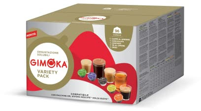 Gimoka - Compatible Pour Nescafè - Dolce Gusto - 96 Capsules - Goût ASSORTIMENT DE SOLUBLES - Made In Italy - 6 Paquets De 16 Capsules