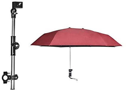 Fenteer Stuhlschirm, Sonnenschutz, wasserdicht, Regenschirm mit Universalklemme, Kinderwagenschirm für Fahrradwagen, Rollstuhl, Bleacher, Rote Einzelschicht