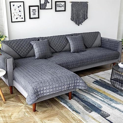 uyeoco Samt-Sofabezug Ecksofa l Form Sofa Überzug Couchbezug Sofa/Couch Wurfdecke Eckcouch 3/2 Sitzer Sofaschutz Schonbezug Sofaschoner Sofabezüge rutschfest Hund Katze (Color : #16, Size : 90x160cm)