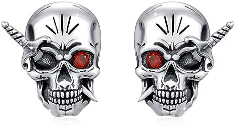 YueYuan Totenkopf Ohrstecker Herren Damen 925 Sterling Silber Weihnachts Ohrringe Schädel Ohrstecker Halloween Ohrringe Schmuck Geschenk