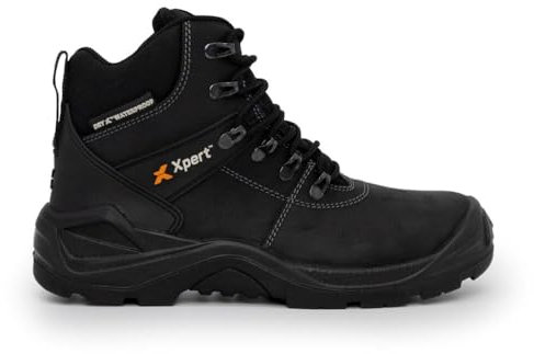Xpert - Typhoon S3 Safety Boots. Lace Up Steel Toe Cap Shoes, Comfortable And Waterproof Work Boots For Men. S3 Rating With Midsole Design For Safety and Ankle Support (Black, UK9)