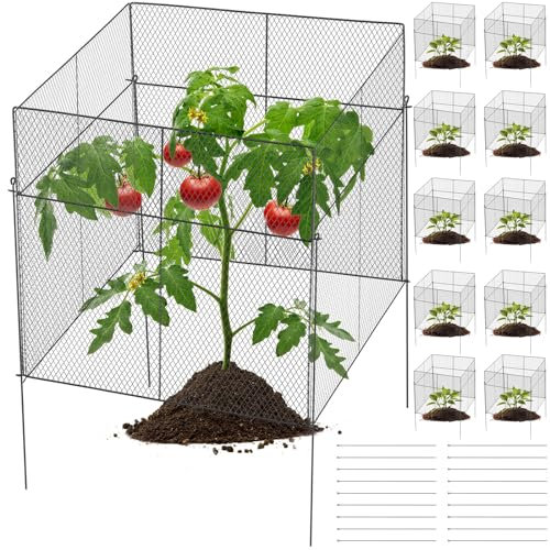 Yaocom Pflanzenschutz aus Draht, quadratischer Pflanzenschutz für den Garten, Pflanzenschutz von Tieren, robuster Pflanzenkäfig, Hasenbarrikaden für Gemüse (schwarz, 38 x 38 x 38 cm (L x B x H), 10