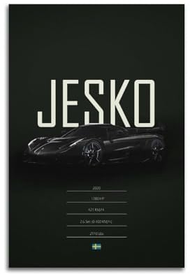 GEAD Hypercar Poster Schwarz Jesko Supercar Sport Raicng Auto Dekorative Malerei Leinwand Kunst Bild 40 x 60 cm