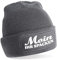 Beanie Strickmütze mit Spruch | Moin Ihr Spacken | grau | Unisex SoftTouch angenehm weiche und warme Wintermütze | OneSize Einheitsgröße für Erwachsene