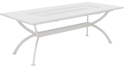 Mondo Viro Ausziehbarer Tisch aus Metall Valentino für den modernen Garten, 220/300 x 100 cm, 75 h (Weiß geprägt)