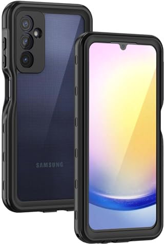 Lanhiem Funda Impermeable Samsung A25 5G Compatible con Sensor de Huellas Carcasa IP68 Resistente Al Agua [Protección de 360 Grados], Carcasa para Galaxy A25,Negro