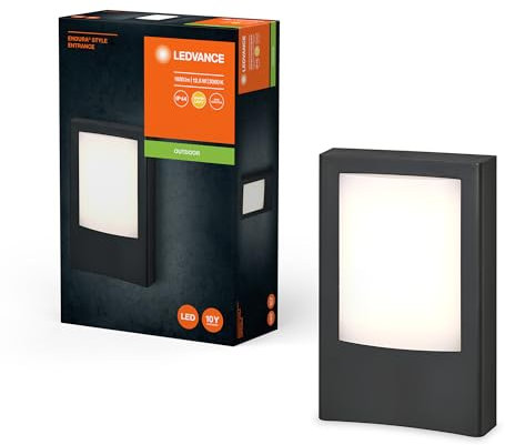 LEDVANCE ENDURA STYLE ENTRANCE Außenleuchte,12,5W,900lm,Eingangsleuchte,dunkelgrau,Bewegungsmelder,Tageslichtsensor, IP44, 3.000K Farbtemperatur, warmweiße Lichtfarbe-DELETE SENSOR INFO - NO SENSOR