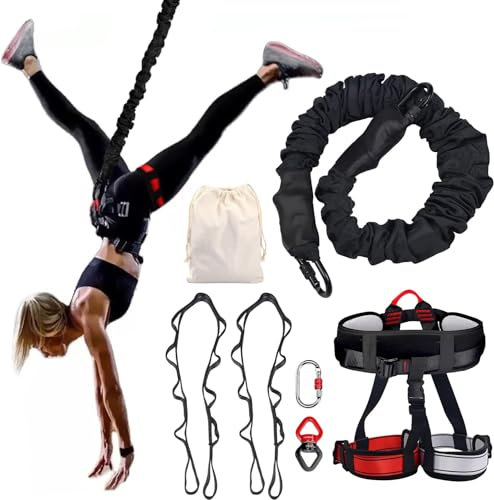 PRIORMAN Bungee Fitness Set, Schwerlast Widerstandsband Set, Professionelles 4DYoga Bungee Seil Trainingsgerät, für Home/Gym&Training & Fitness (Nicht für Extremsport)(M)