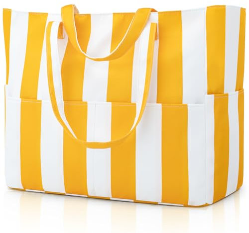 benpen Large Beach Bag for Women:Waterproof Summer Beach Tote Bag with Zip,Holiday Essentials Shopping Bag Travel Bag with Pockets,Lightweight Overnight Shoulder Bag Handbags for Pool