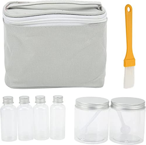UHJKLA Spice Bottle 10PCS Spice Jars with Storage Bag, Camping Spice Containers Portable Travel Spice Containers with 6 Storage Bottles Brush Spoons for BBQ