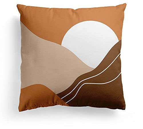 Kissenbezug 45x45 Kaffee Halb Rund Kissenbezüge Leinen Deko Kissen für Sofa Schlafzimmer Gartenbett Outdoor Kissen Waschbar Kissenhüllen Atmungsaktiv Kissenbezug