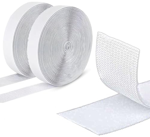 ARMIZ Hook and Loop Tape Self Adhesive, Extra Strong, 5m Sticky Back Fastening Tape, 50 mm Wide, Double-Sided Strip Tape (White)
