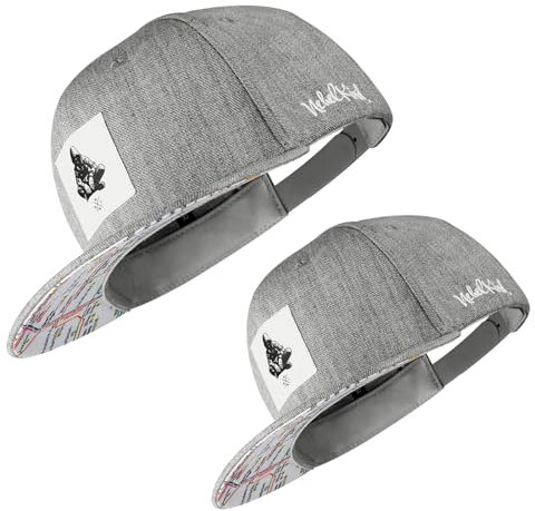 Nebelkind Doppelpack Snapback-Cap Berlin Erwachsenen Unisex + 1 Kinderkappe Bundle Einheitsgröße Größenverstellbar hochwertige Basecap trendig Streetwear Style Baseball-Kappe mit geradem Schirm Grau