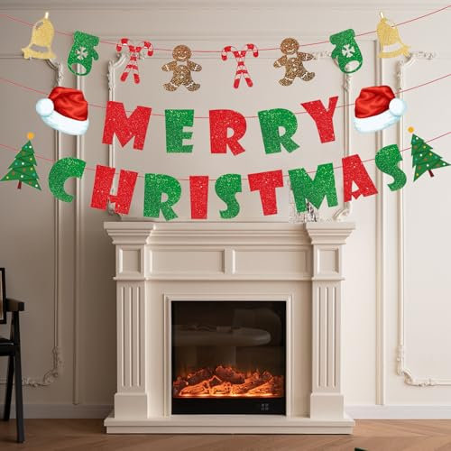 Cartel de Navidad para interiores, decoración de pared de Navidad, pancarta de chimenea de Navidad para decoraciones de fiesta de Navidad, telón de fondo rojo y verde para Navidad, chimenea,