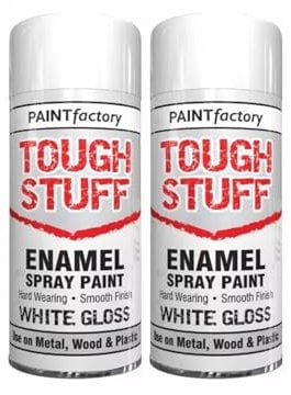 DIOXSTAR Enamel White Gloss Spray Paint, Fast Drying, Suitable for Wood, Plastic, Metal, Interior and Exterior Use, Hard Wearing & Smooth Finish, 400ml (2 PCS)